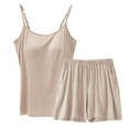 thumbnail image 2 of Hrsba Sleeveless Cami Tops with Built in Bra and Pocket Shorts Solid Color 2 Piece Outfits for Women Summer Loungewear, 2 of 4
