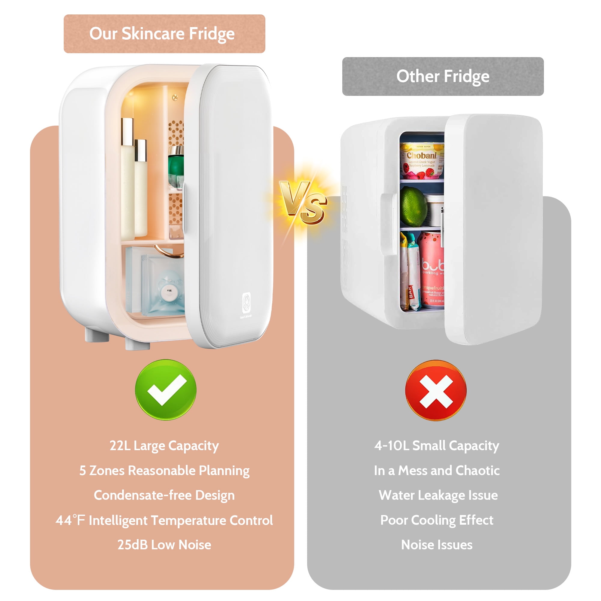 Advwin 22L Mini Skincare Fridge, Personal Beauty Makeup Cosmetics Small Refrigerator for Bedroom, Dorm, White