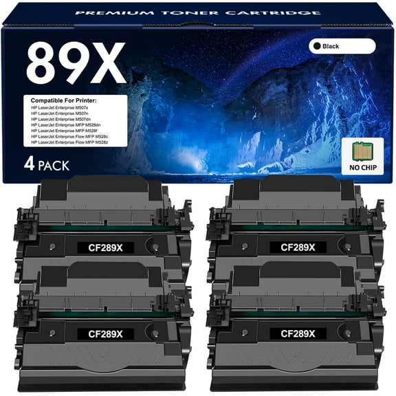 VIPink 4-Pack Compatible Toner Cartridge Compatible for HP CF289X 89X LaserJet Enterprise MFP-M528dn M528f Flow MFP-M528c M528z M507x M507n M507dn Printer Ink Black