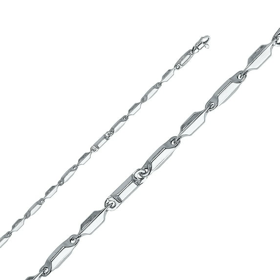 Ioka - 14K White Gold 3.5mm Hollow Bullet Chain Necklace with Lobster Clasp