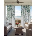 thumbnail image 4 of Eucalyptus Leaves Blackout Curtains 63 Inches Long for Bedroom, Teal Botanical Summer Weeping Thermal Insulated Room Darkening Black Out Window Curtain Panels Grommet Drapes for Living Room, 4 of 8