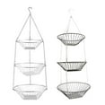 thumbnail image 5 of 3 Tiers Wire Chain Basket Plant Organizers Kitchen Storage Wrought Iron Fruit Baskets Space Saving, 5 of 9