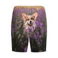 thumbnail image 2 of Lsque Dog in Lavender Flowers Mens Sleep Pajama Shorts,Short Pajama Pants, Cotton Ultra-Soft Knit-4X-Large, 2 of 9