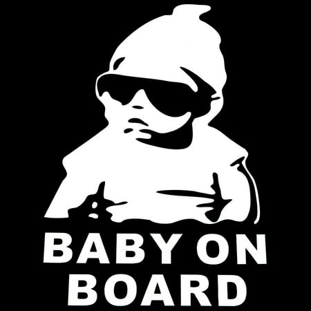 Cute Lovely Baby Cool Hat Sunglasses on Board Pattern Car Sticker Window Reflective Sheeting 3D Car Windshield Decal Rear Funny Outside Styling Auto Vehicle Decoration Affixed Cover Laptop Truck Acces
