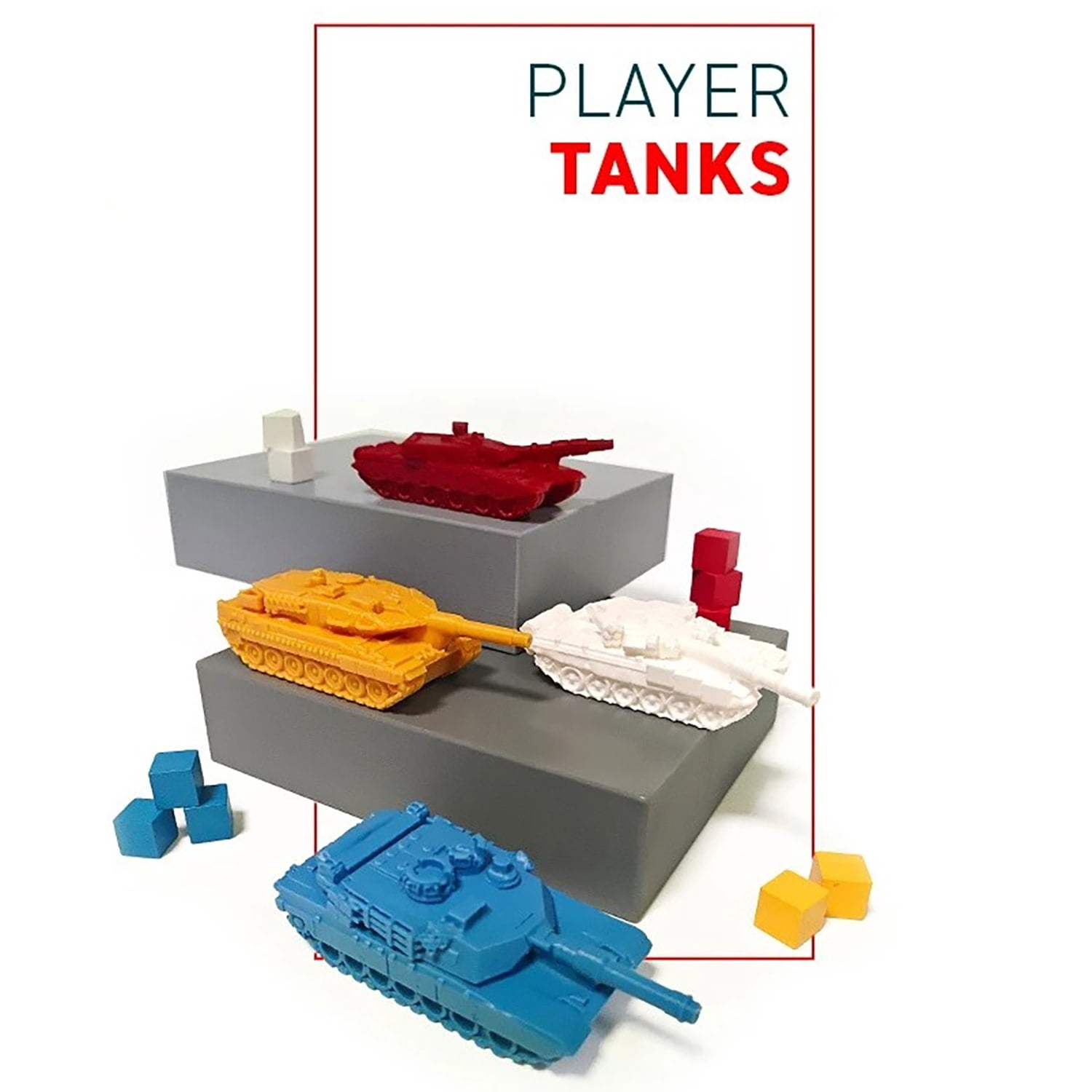 World Order: Player Tanks - 4 Large Battle Models, 3D Printed Plastic Components, Board Game Accessory, Collectible Decorative Pieces, Tabletop Add-On