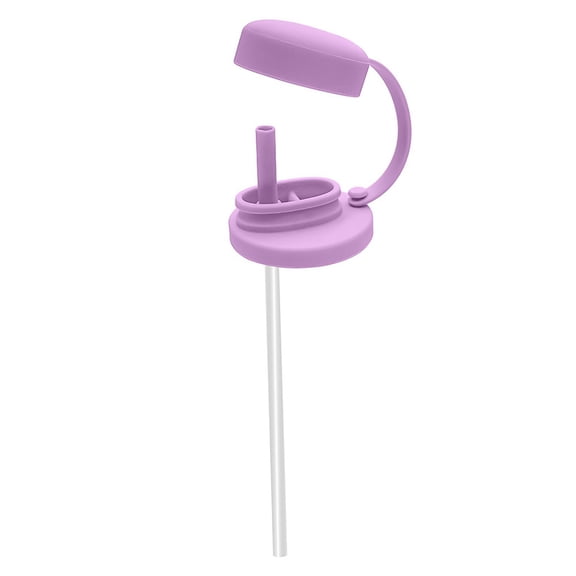 Soda Can Lids with Straw, 2Pcs Tethered Flip Top Can Topper, Silicone Spill Proof Airtight Beverage Can Cover, Reusable Seal Cap Fits for Standard Size Beer Beverage Juice Seltzer, Purple