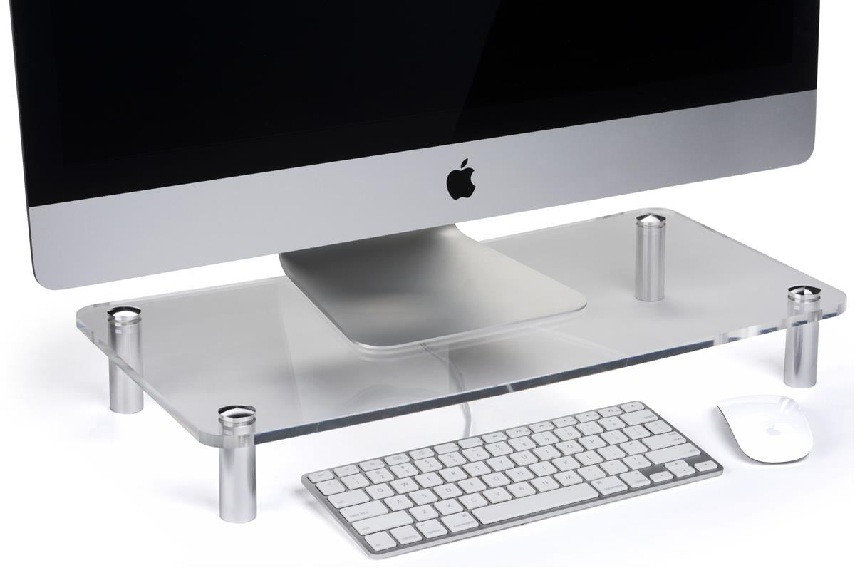 Displays2go Acrylic Monitor Riser with Sign Standoffs, Plastic