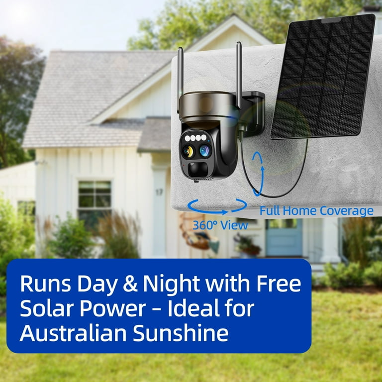 2K Solar Security Camera with Spotlight, Anran Wireless Outdoor Camera with Smart Siren, Built-In Solar Panel, Two Way Talk, PIR Human Detection, 360