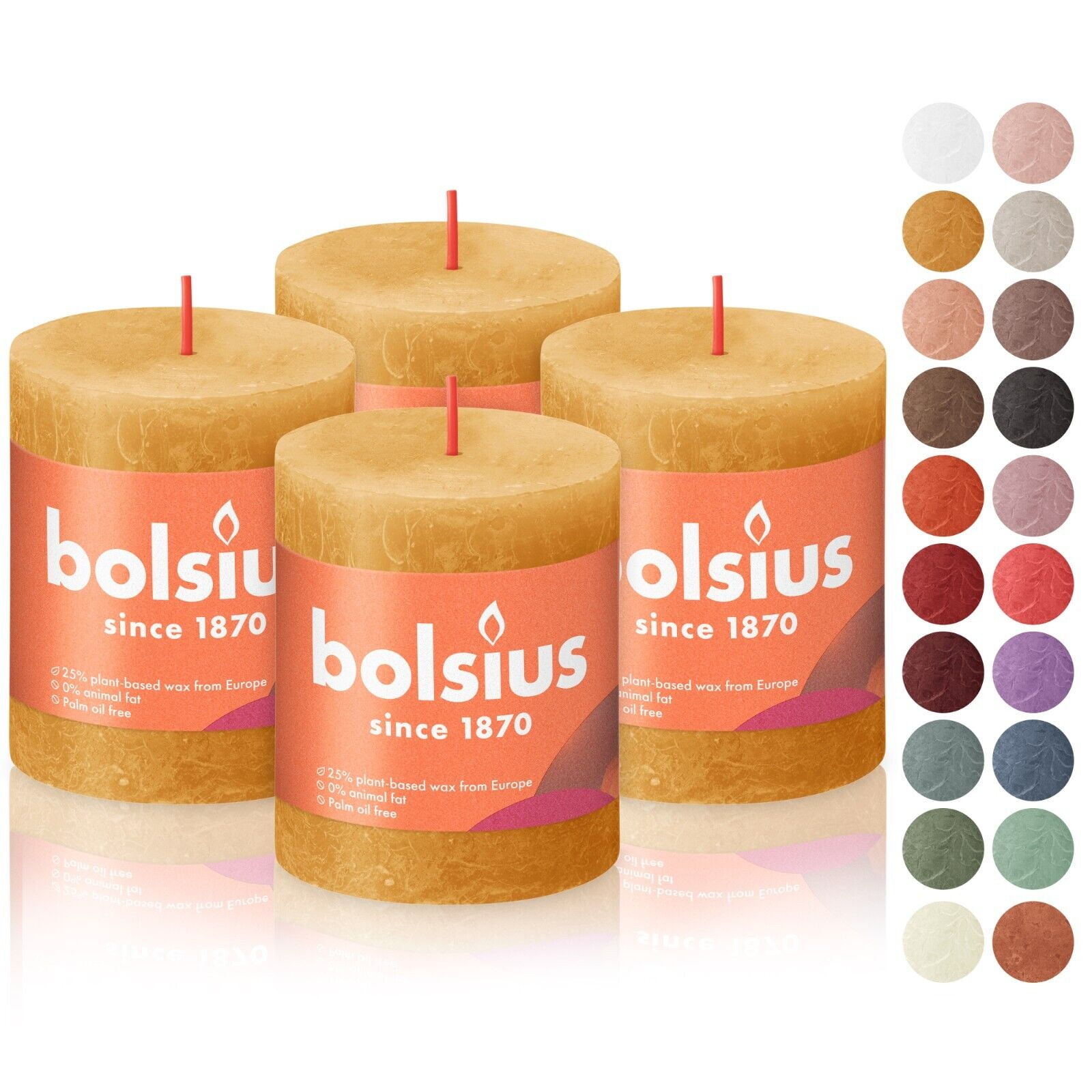 Bolsius Honeycomb Yellow Rustic Pillar Candles 2.75 X 3.25 European  Quality - Natural Eco-Friendly Plant-Based Wax Candles Set Of 4