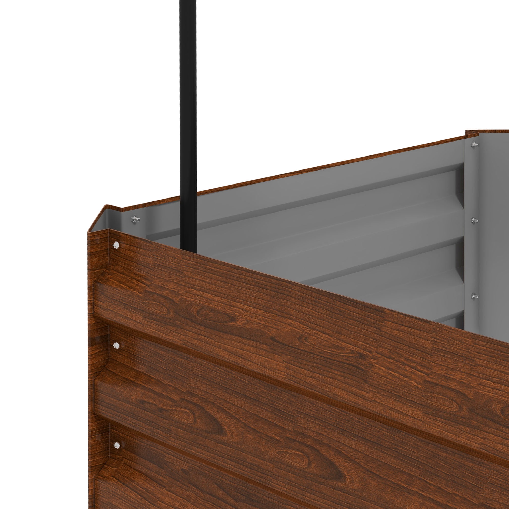 Galvanized Raised Garden Bed, Outdoor Planter Box with Trellis Tomato Cage and Open Bottom for Climbing Vines, Vegetables, Flowers in Backyard, Garden, Patio, Brown 24" x 24" x 11.75"