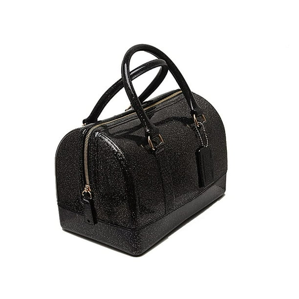 MIFORINES Bolso de mano con asa superior en forma de almohada de gelatina de verano para mujer, bolso de cristal transparente de Color caramelo