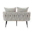 thumbnail image 2 of Yesurprise Modern Comfy Leisure Accent Sofa Linen Velvet Fabric Armchair Metal Frame Accent Chair Upholstered Sofa for Living Room Reading Room Bedroom, 2 of 8