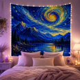 thumbnail image 2 of Mountain Lake Under a Swirling Starry Sky, Dreamy Fantasy Style for Nature Lovers, Night Sky Wall Art, Housewarming Gift, Tapestry Wall Hanging for Bedroom and Living Room, 2 of 7