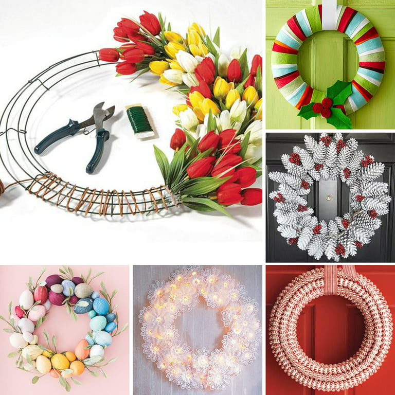 6 Pack Wire Wreath Frame 12 Inches Metal Wreath Frame Wreath Form Wreath  Hoop Wreath Ring with 6 Pcs Adhesive Hooks and 38 Yard 22 Gauge Paddle Wire  for Crafts 