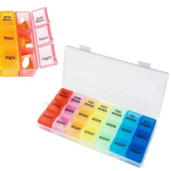 Q&Q ESSENTIALS Weekly Pill Organizer Case Medicine Box Dispenser Planner AM/PM 7 Day Portable