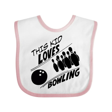 

Inktastic This Kid Loves Bowling Gift Baby Boy or Baby Girl Bib