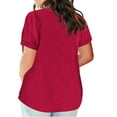 thumbnail image 3 of Summer Tops for Women Mgmyaa Women Tops Plus Size V-Neck Short Sleeve Tops Lace Loose Blouse Fashion Solid Color Fit Casual Tees, Shirts, 3 of 6