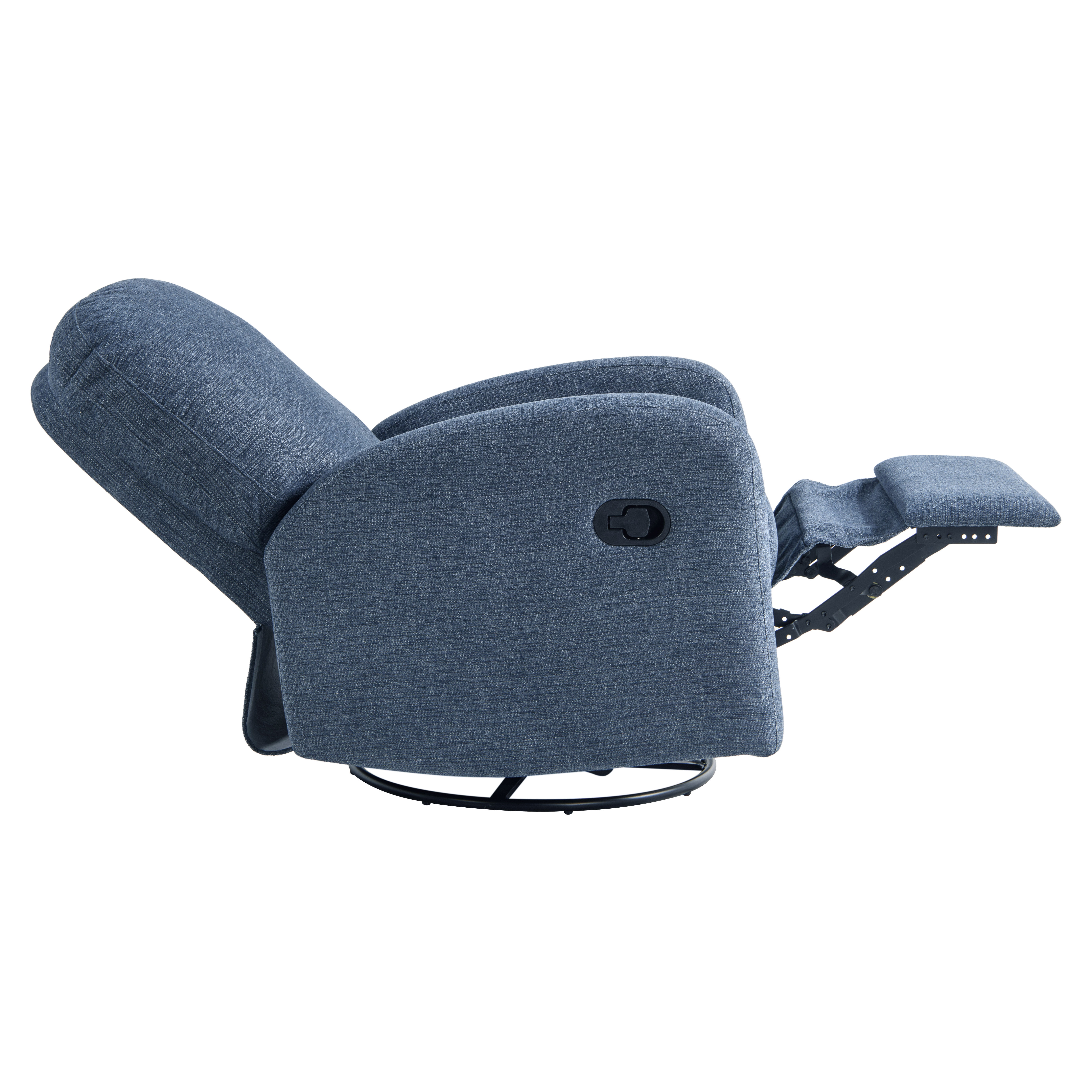 Relax-A-Lounger Pearson Modern Swivel Recliner, Blue Fabric