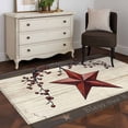 thumbnail image 3 of Area Rug for Living Room, Texas Star Red Non-Slip Indoor Large Carpet for Bedroom/Dining Room, Farmhouse Berry Wooden Vintage Washable Low-Profile Rectangle Floor Mat Runner Rugs - 3 x 5 Ft, 3 of 8