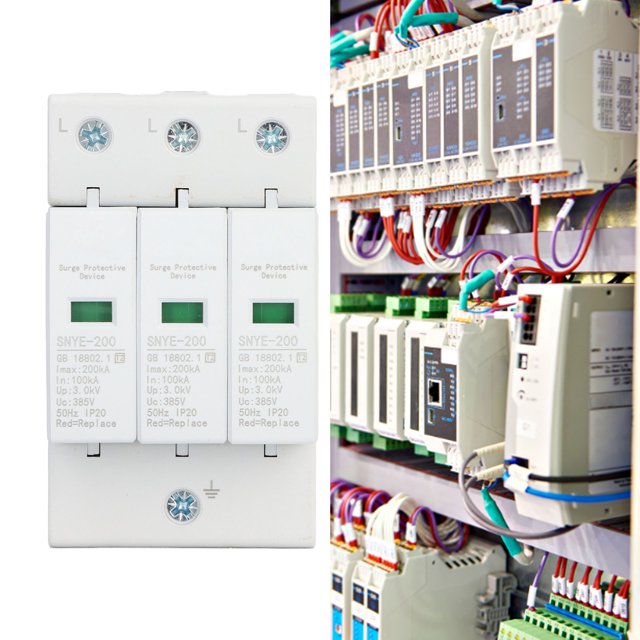 200KA Surge Arrester Device, PC Shell Visual Window Insulated Terminal AC Surge Protector Protective Arrester Device Plug In Design