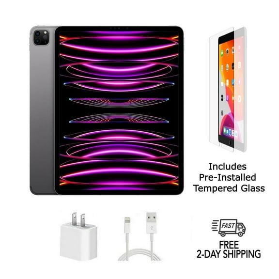 Pre-Owned Apple iPad Pro 12.9" (6th Gen) A2436 (WiFi) 128GB Space Gray with Pre-Installed Tempered Glass