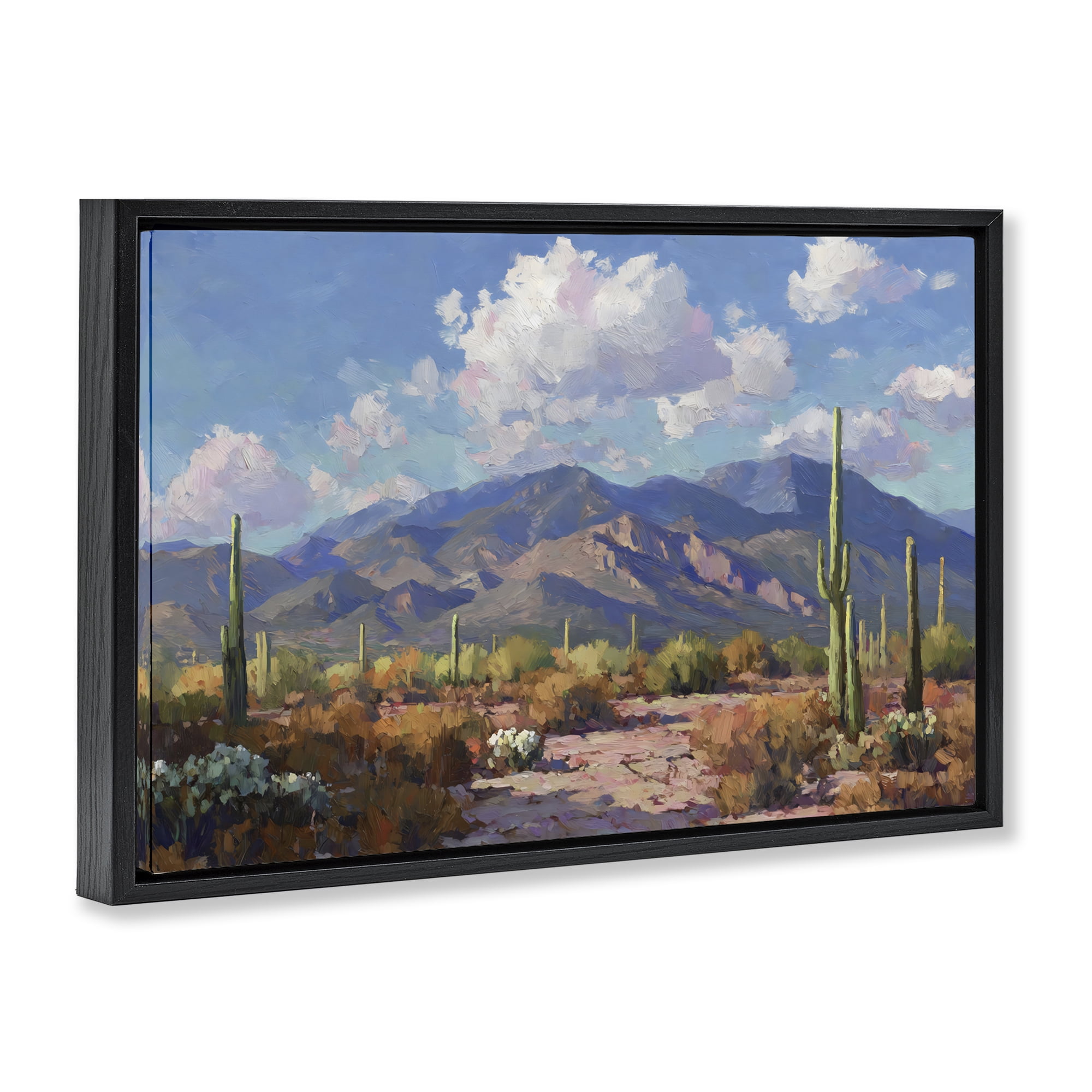 Stupell Industries Desert Mountains at Sunset Glow Black Framed Floater Canvas Wall Art, design by Gina Kelly