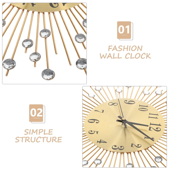 PAMINGONO Analog Clock Gold Metal 1Set 13.8X13.8X1.2In