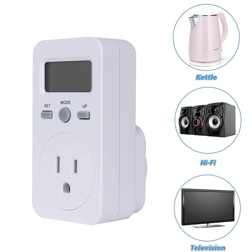 Electricity Usage Monitor Power Meter Plug Outlet, LCD Display Electricity Usage Power Meter Socket Energy Wattage KWH Consumption Cost Analyzer Monitor Outlet AC120V