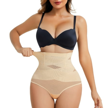 

Gotoly Compression Thong Shapewear for Women High Waist Butt Lifter Tummy Control Underwear Body Shaper Cross Panty Girdle(Beige Medium)