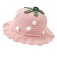 thumbnail image 4 of Baby Girls Knitted Strawberry Hat Strawberry Crochet Breathable Warm Hat, Fall Winter, Pink 1-4 Years, 4 of 7