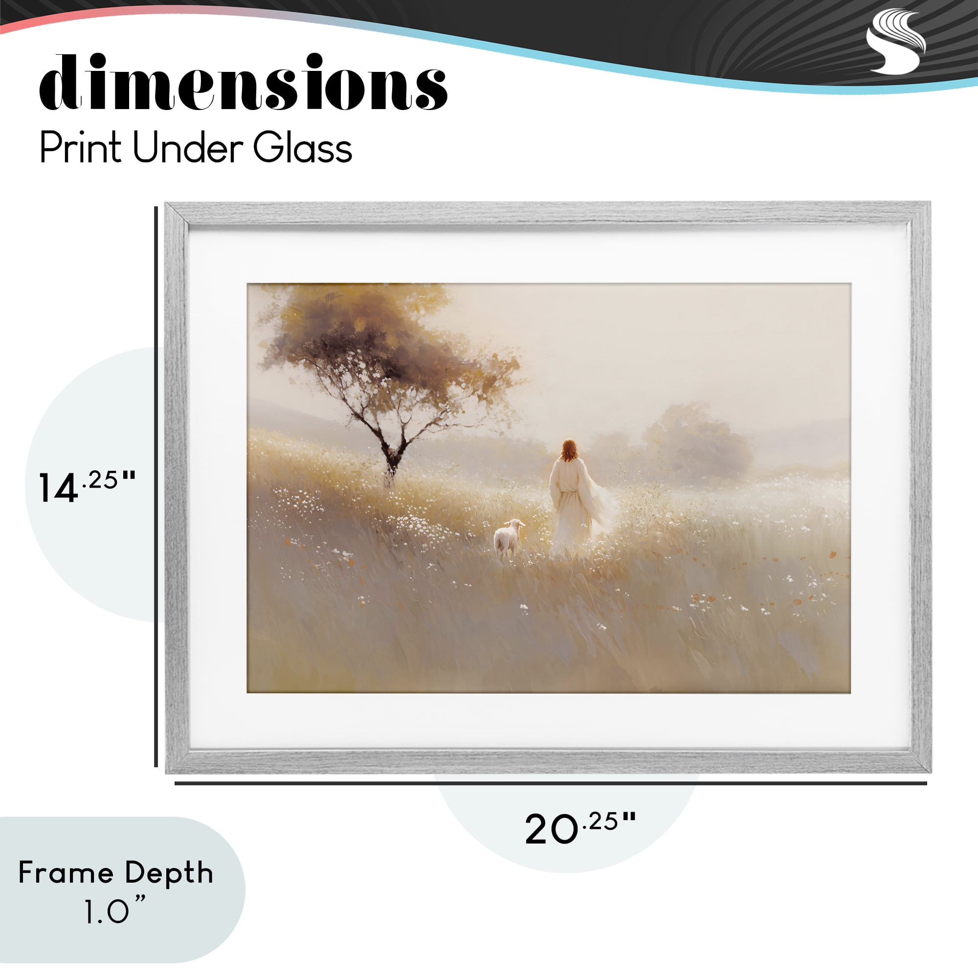 Stupell Industries Spiritual Shepherd & Lamb Gray Framed Print Under Glass, design by Jacky Ngan