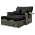 thumbnail image 2 of Costway Wicker Loveseat Sofa Set Patio Rattan Daybed with Ottoman & Retractable Side Tray Black, 2 of 10