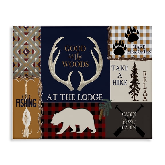Stupell Industries Farmhouse Good in Woods Animals Canvas Art, 20 x 16, by Kim Allen