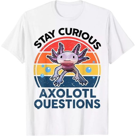 Velto I Stay Curious Axolotl T-Shirt – Boy Girl Questions Tee All Size S-5XL