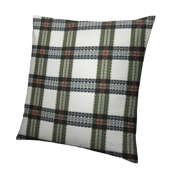 Olive Green and White Throw Pillow Covers Plaid Pillow Cases Tassel Decorative Cushion Covers for Sofa Couch