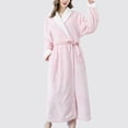 thumbnail image 3 of Defitshape Women's Long Sleeve Bath Robe Long Robes Warm Flannel Cozy Thick Fleece Fall High Waisted Sleepwear Pink Small-Large, 3 of 4