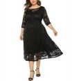 thumbnail image 5 of Eternatastic Womens Scooped Neckline Floral lace Top Plus Size Cocktail Party Midi Dress XL Black, 5 of 8