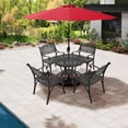 thumbnail image 2 of Mondawe 5 Pieces Outdoor Cast Aluminum Dining Set, All-Weather Patio Furniture Includes 4 Chairs and 1 Round Table with Umbrella Hole for Balcony Garden Deck,Bronze, 2 of 10