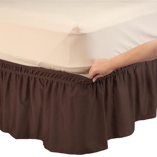 Solid Wrap Around Elastic Bed Skirt by OakRidgeQueen KingChocolate