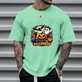 thumbnail image 4 of Mens Tshirts Halloween Funny Pumpkin Print Casual Comfortable Short Sleeve Crew Neck Tops Loose Outdoor Activities Shirts For Men Light Green XXXXL, 4 of 4