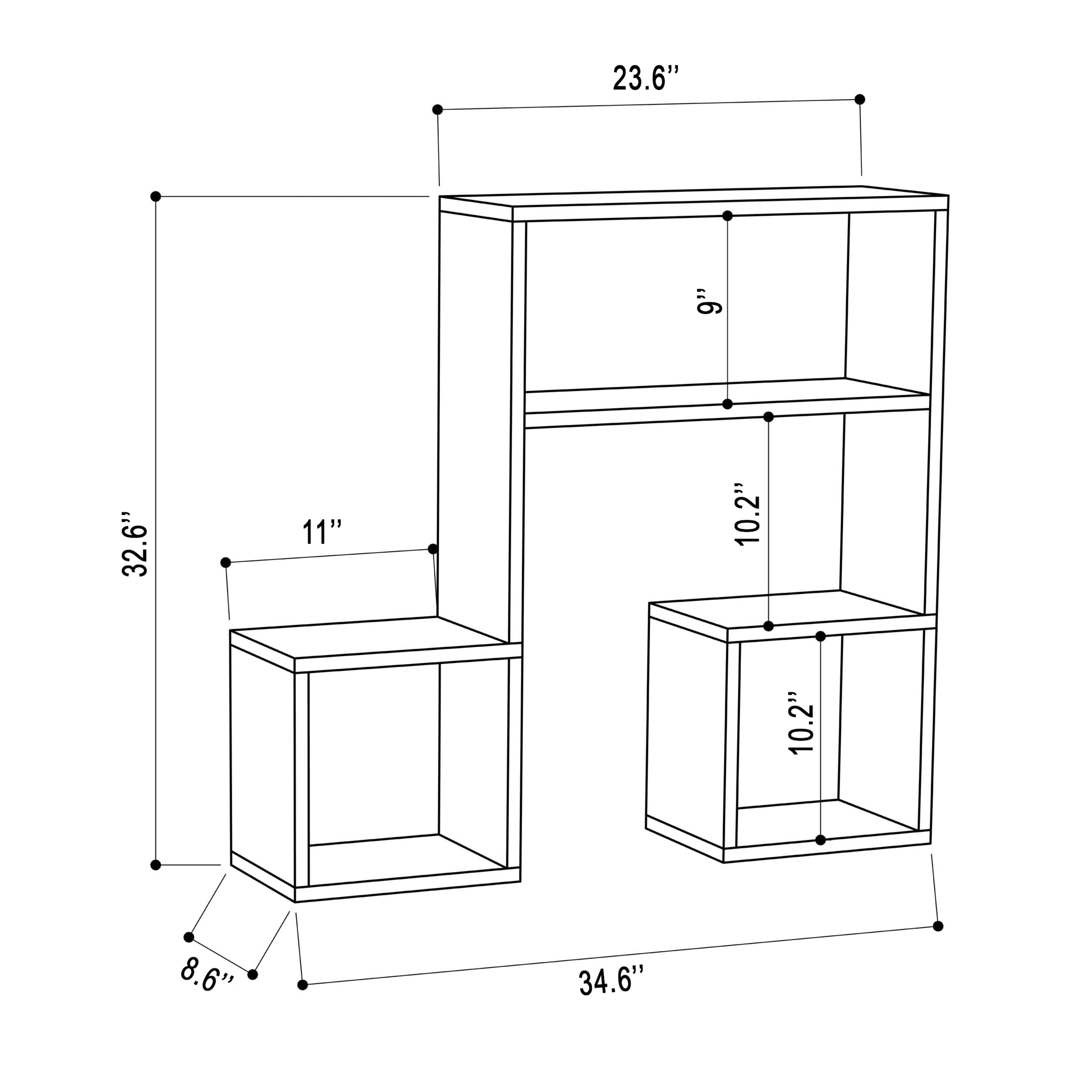 Ada Home Decor Furniture 34.65" 3 Tier Burgundy Wiola Modern Wall Shelf