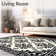 thumbnail image 2 of ODIKA 6'x9' Machine Washable Non-Slip Area Rug, Damask Heirloom Artisan Luxe Grandeur High Traffic Rug, Black, 665069, 2 of 5