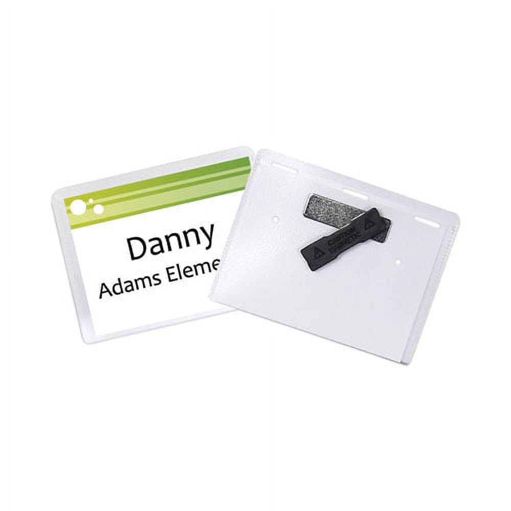 "Magnetic Name Badge Holder Kit, Horizontal, 4w X 3h, Clear, 20/box | Bundle of 2 Boxes"