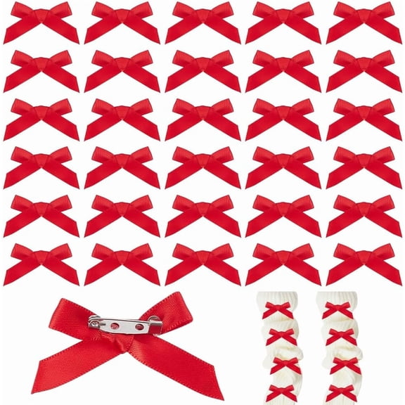 50Pcs Brooches Bulk Small Brooch Pins Bowknot Pin Charms Ribbon Bowknot Brooches Cute Pin Accessories for Women Gifts Polyester