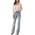thumbnail image 2 of INSPIRE CHIC Plaid Tweed Blazer for Women's Long Sleeve Open Front Work Office Jacket L Pink, 2 of 6