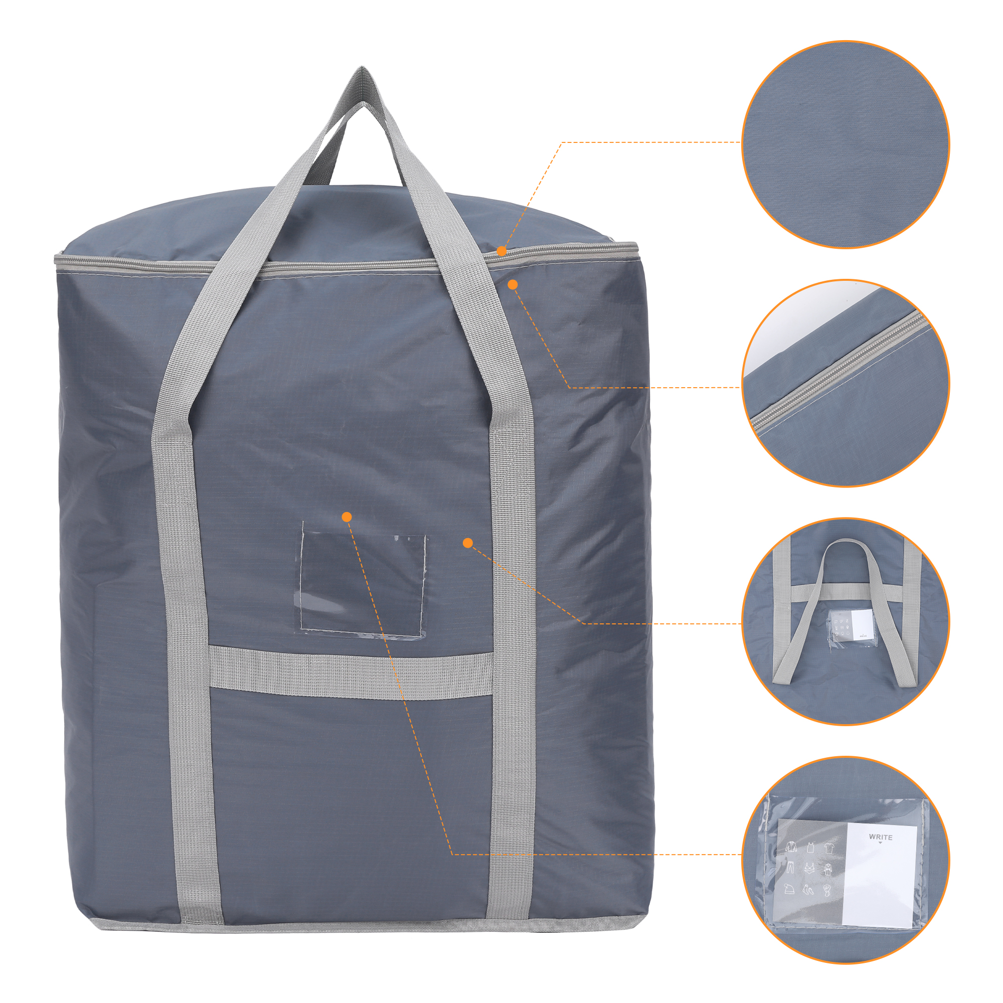 Unique Bargains 1 Pack Clothes Storage Bags Moving Bags Gray 20*16*20in