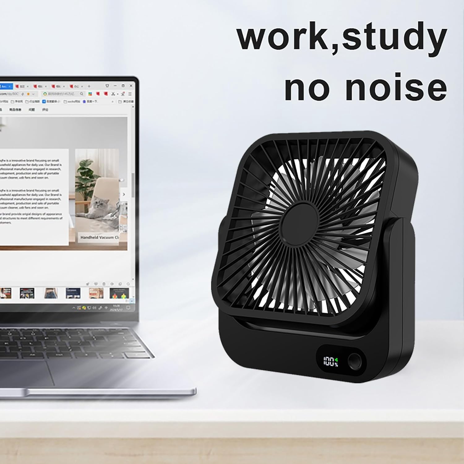 Magnetic Cruise Ship Fan, 5000mAh Battery Operated Portable Fan with 5 Speeds, Magnetically Sticks on Cabin Ceilings and Walls- Black