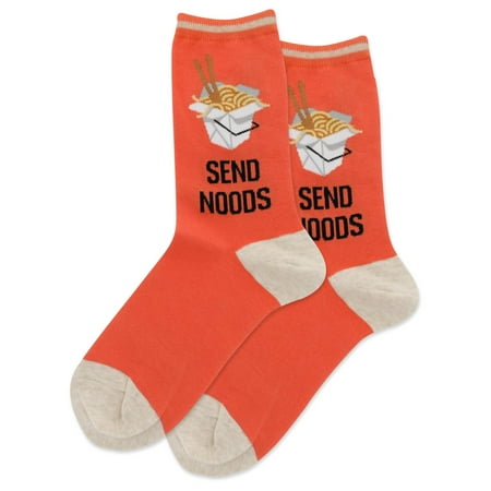 Hot Sox Womens Send Noods Crew Socks, Womens Shoe Size 4-10.5, Coral