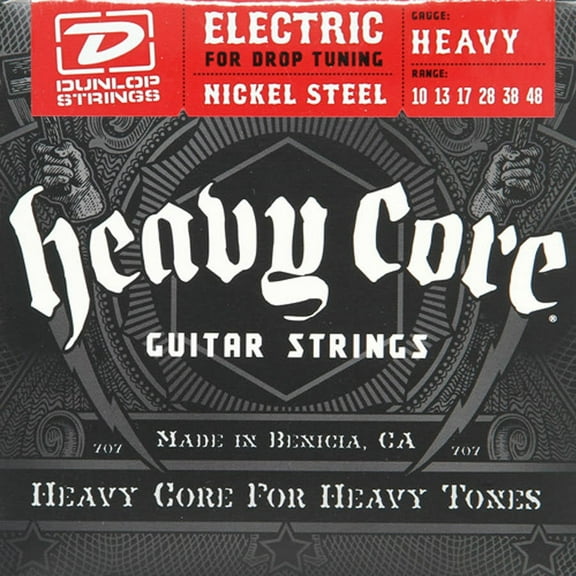 Dunlop DHCN1048 Heavy Core Nickel Steel Heavy NPS Electric Guitar 6-String Set, .010-.048