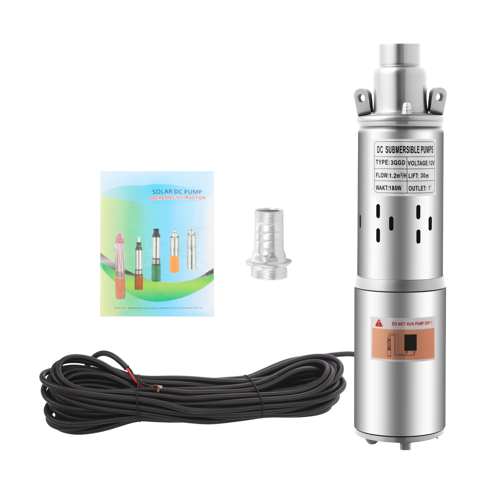 Deep Well Submersible Pump Stainless Steel Water Pump Submersible Pump 55.77ft for Extracting Groundwater